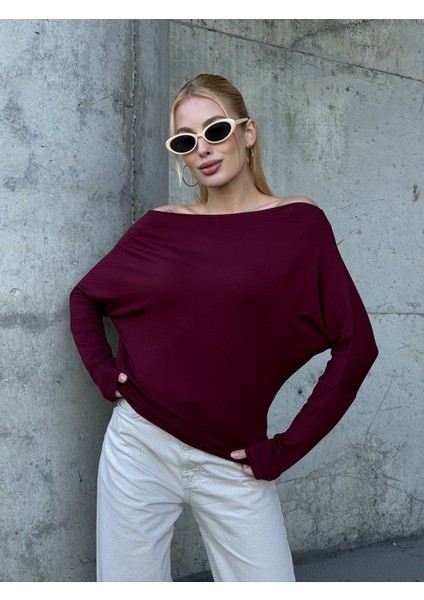 Kadın Kayık Yaka Full Esnek Asimetrik Kesim Comfort Spor Şık Tasarım Yumoş Bluz fiyatları