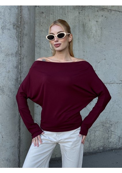 Kadın Kayık Yaka Full Esnek Asimetrik Kesim Comfort Spor Şık Tasarım Yumoş Bluz modelleri