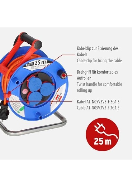 Garant Serisis IP44 Lisanslı 25 Metre Makaralı Uzatma Kablosu Turuncu modelleri