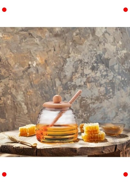 Bambu Kapaklı Cam Bal Kavanozu Kaşıklı 420ML fırsatları