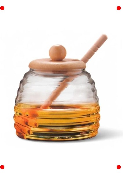 Bambu Kapaklı Cam Bal Kavanozu Kaşıklı 420ML indirimleri