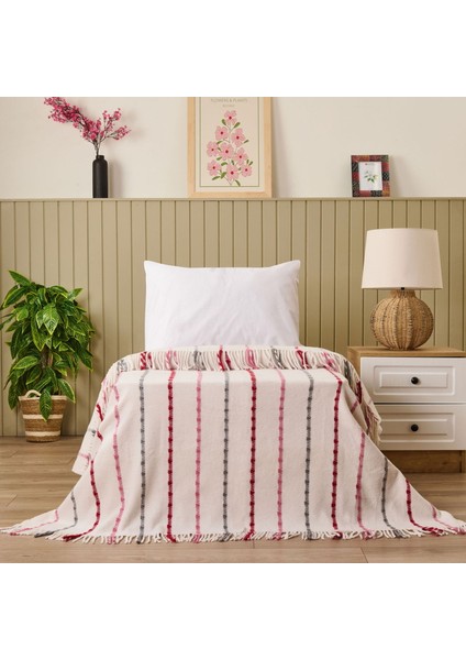 Soft Elvia Pamuklu Tek Kişilik Battaniye - Krem - 150X200 cm