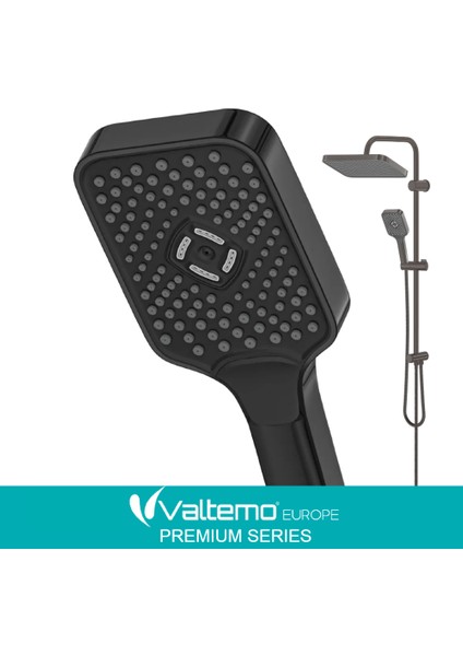 | Valtemo (Art Gray) Antrasit Duş Seti - Butonlu - Büyük Boy
