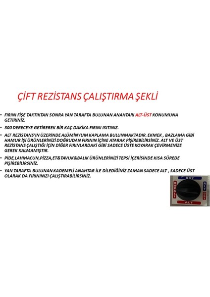 & Elis Concept Hamarat Xl Büyük Boy Çift Rezistans Pratik Fırın 2500W Bazlama Lahmacun Ekmek Pide Pizza Et Tavuk