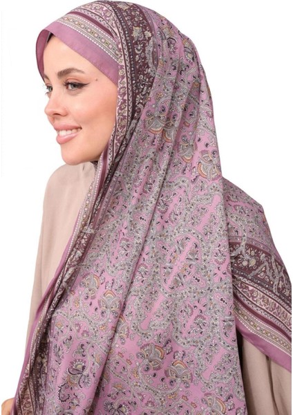 Hint Ipeği Premium Lux Original Etnik Desen Şal (Vual Ipek, 1. Sınıf, Özel Ihracat Ürünü, Hafif, Rahat, Şık, Tesettür Giyim, Shawl, Hijab)