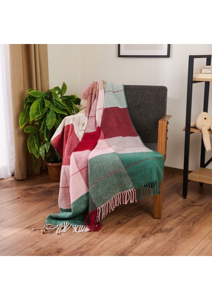 Soft Vintera Pamuklu Tv Battaniyesi - Kırmızı / Yeşil - 130X170 cm