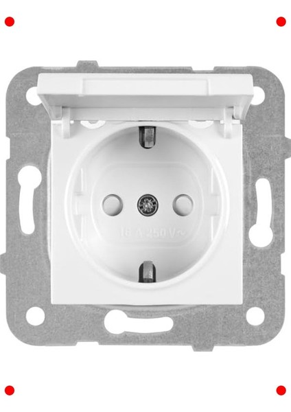 Beyaz Çerçevesiz Kapaklı Çocuk Korumalı Priz