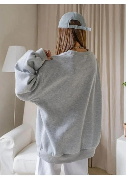 Kadın Düz Bisiklet Yaka Sweat - Gri fırsatları