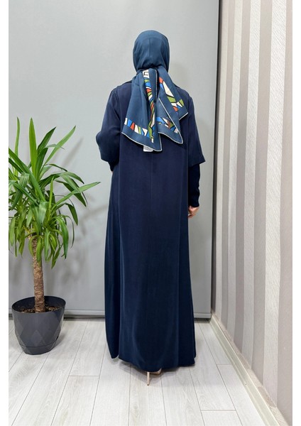 Fermuar ve Triko Detaylı Cupro Elbise Lacivert T26K-4006 modelleri