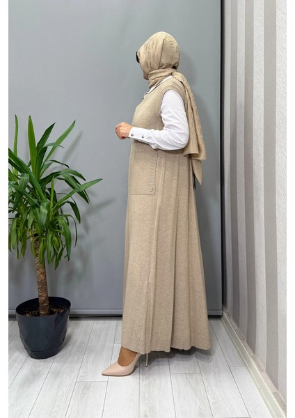 V Yaka Triko Kolsuz Elbise Vizon T25PF-4012 fiyatları