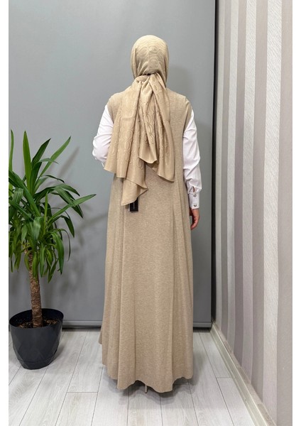 V Yaka Triko Kolsuz Elbise Vizon T25PF-4012 modelleri