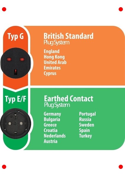 Siyah Avrupa'dan Ingiltere'ye Seyahat Adaptörü modelleri