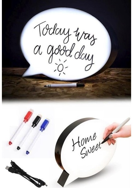 Buffer® Kalemle Yazılabilen Konuşma Balonu Görünümlü Işıklı Mesaj Panosu fiyatları