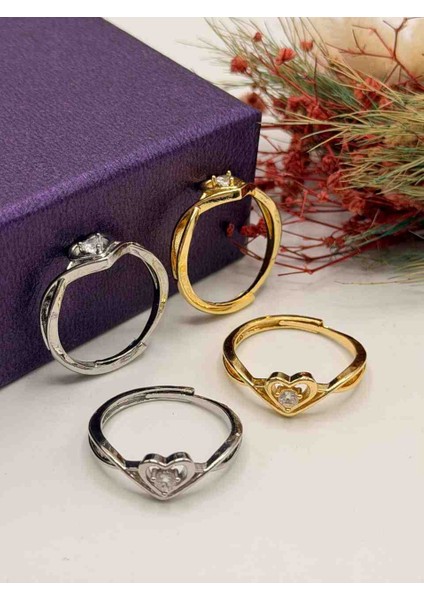 Pirinç Zirkon Kalp Yüzük