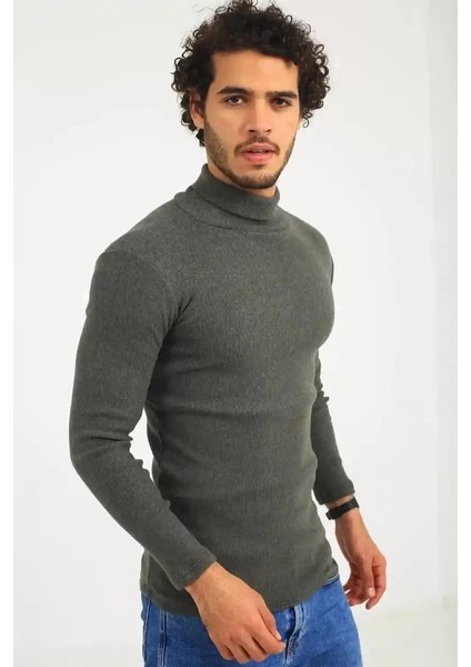 Erkek Kaşkorse Boğazlı Full Likralı Fitilli Body Kazak 3 Renk