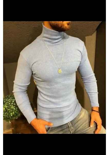 Erkek Kaşkorse Boğazlı Full Likralı Fitilli Body Kazak 3 Renk