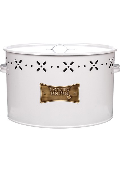 Metal Bölmeli Patates Soğan Kovası - Beyaz - 18 Lt