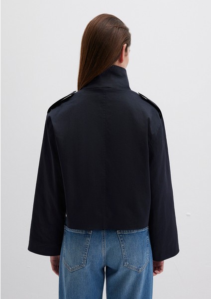Dik Yaka Kısa Lacivert Ceket 1110708-70497