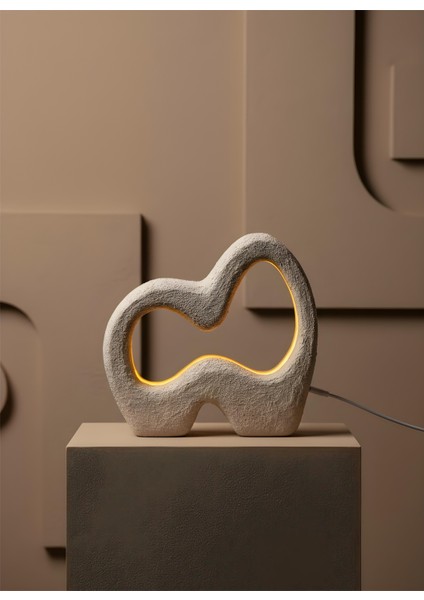 Alen Alçı Dokulu Dokunmatik LED Masa Lambası (21 x 22 Cm)