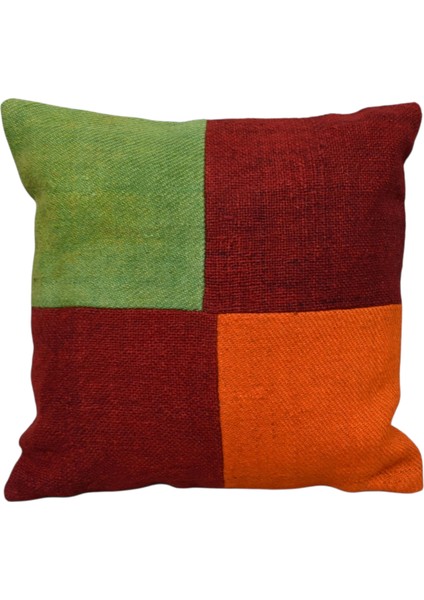 Yeni El Dokuma Patchwork Kırkyama Dekoratif Kilim Kırlent Yastık Kılıfı 6556