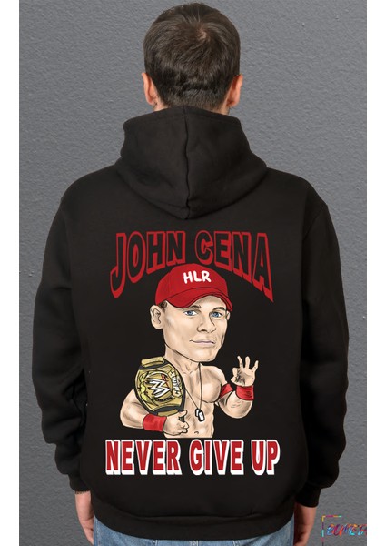 Never Give Up John Cena Baskılı Sweetshirt Unisex Kapüşonlu Hoodie