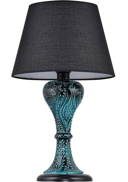 Light Gordion Çini Detaylı Seramik Abajur - Siyah Şapka / Siyah Ayak fiyatları