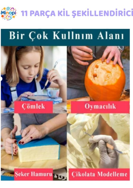 Seramik Kil Çömlek Şekillendirici Ahşap Saplı 11 Parça 1 Paket Seramik Modelaj Oyma ve Temizleme Set fırsatları