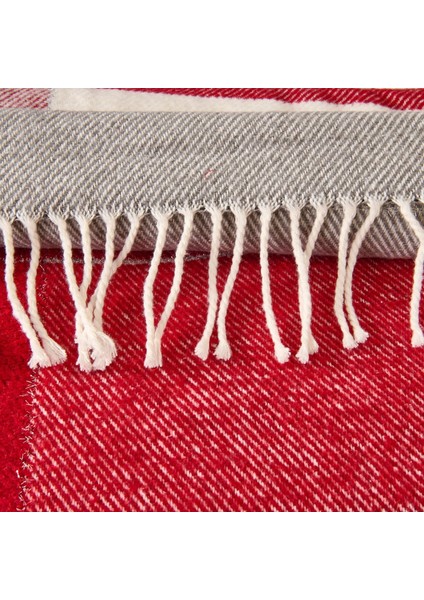 Soft Vintera Pamuklu Çift Kişilik Battaniye - Kırmızı / Lacivert - 180X220 cm fiyatları
