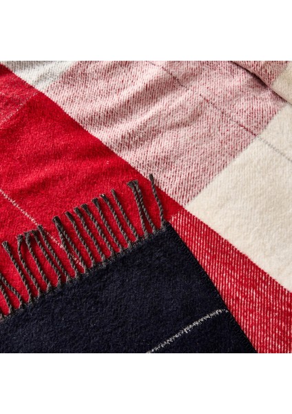 Soft Vintera Pamuklu Çift Kişilik Battaniye - Kırmızı / Lacivert - 180X220 cm modelleri