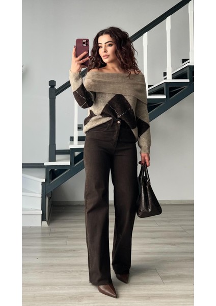 Acı Kahve Likralı Straight Jean