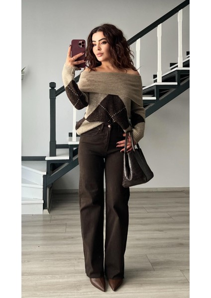 Acı Kahve Likralı Straight Jean