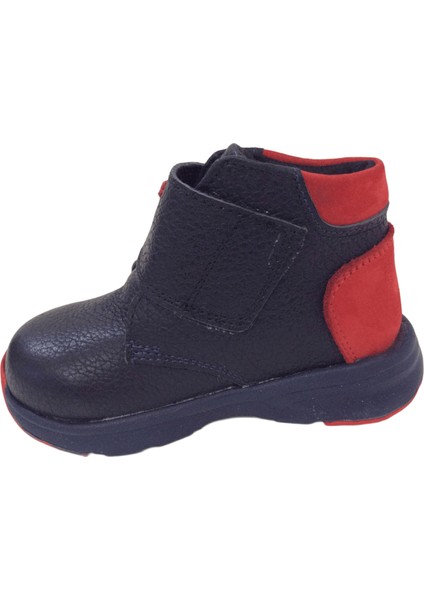 1001 Ridente Lacivert Kırmızı Süet Bebe Erkek Çocuk Bot % 100 Deri Kalın Tek Cırtlı modelleri