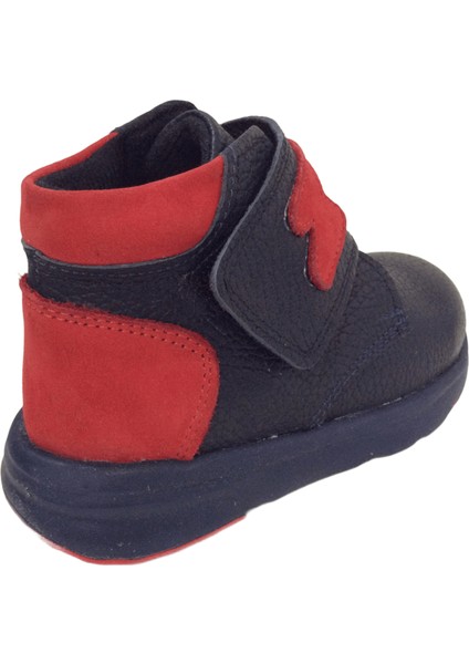 1001 Ridente Lacivert Kırmızı Süet Bebe Erkek Çocuk Bot % 100 Deri Kalın Tek Cırtlı fırsatları