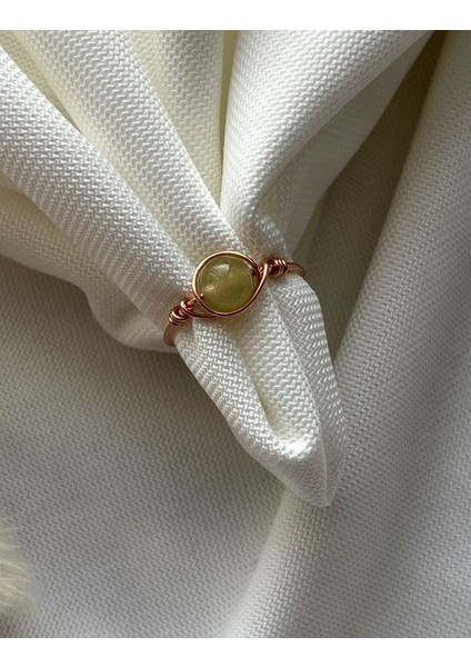 Yeşil Oniks Taşı Ayarlanabilir Bakır Renk Tel Yüzük