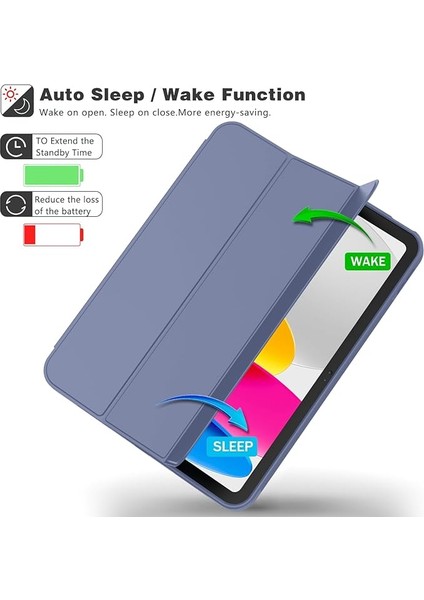 Apple iPad 10. Nesil 10.9 (2022) Kalemlikli Yatay Standlı Versa Smart Kılıf A2696 A2757 A2777 A3164 modelleri