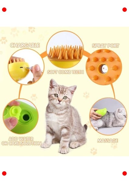 Buharlı Kedi Köpek Bakım Fırçası 3'ü 1 Arada modelleri