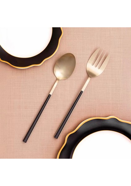Mia Bianco 2 Parça Salata Servis Takımı - Siyah / Gold
