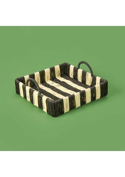Deco Acerra Dekoratif Tepsi - Siyah / Krem - 22X22X5 cm