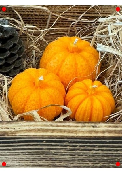 3'lü Mini Kabak Dekoratif Mum Seti - Sonbahar Kış