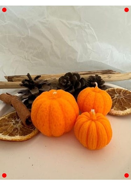 3'lü Mini Kabak Dekoratif Mum Seti - Sonbahar Kış fiyatları