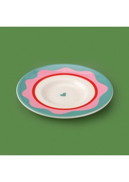 Kitchen Granny Çay Tabağı - Yeşil / Pembe - 13 cm