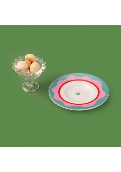 Kitchen Granny Çay Tabağı - Yeşil / Pembe - 13 cm modelleri