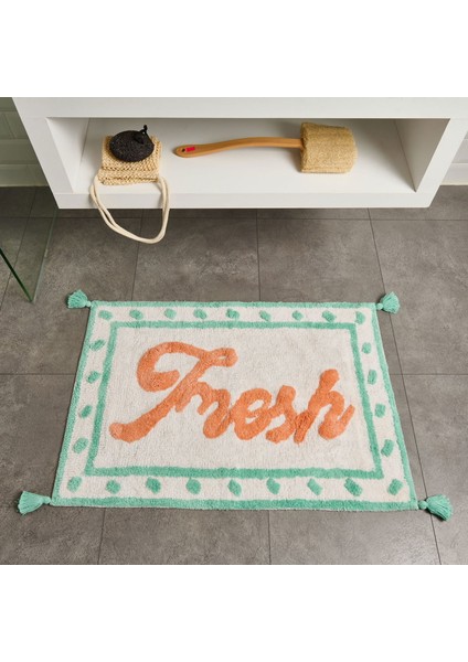 Soft Fresh Granny Tufting Banyo Paspası - Beyaz - 60X90 cm