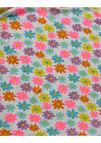 Likralı Bambu Süprem Penye Renkli Papatya Desenli Kumaş modelleri