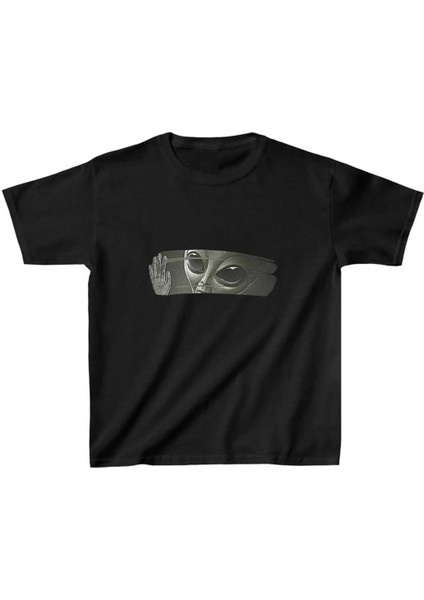 Çocuk Unisex Baskılı T-Shirt - Siyah