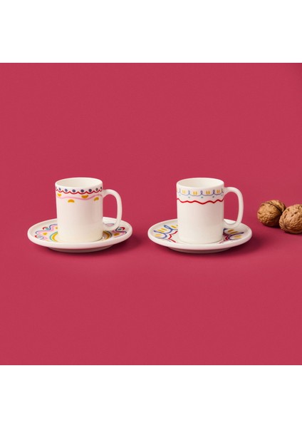 Kitchen Bonjour Magique Kahve 4 Parça Kahve Fincan Takımı - Renkli fiyatları