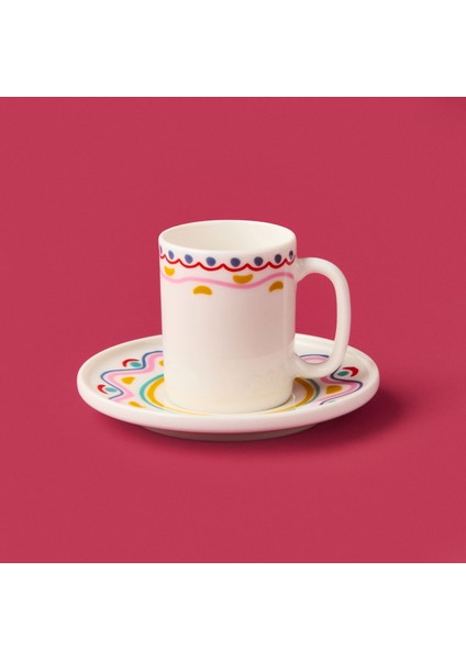 Kitchen Bonjour Magique Kahve 4 Parça Kahve Fincan Takımı - Renkli modelleri