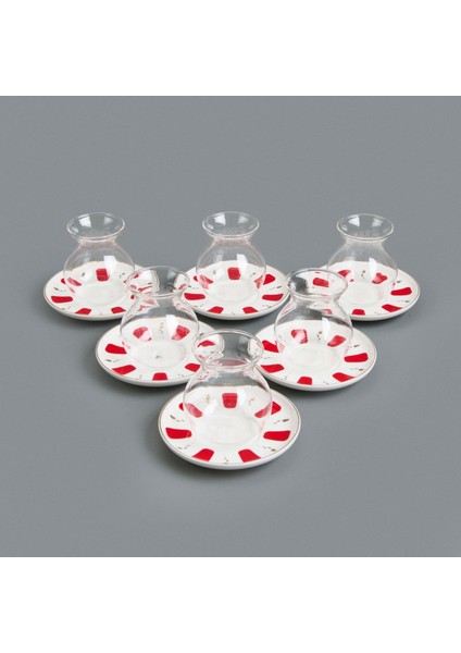 Filiz 12 Parça Cam Çay Seti - Renkli - 210 ml