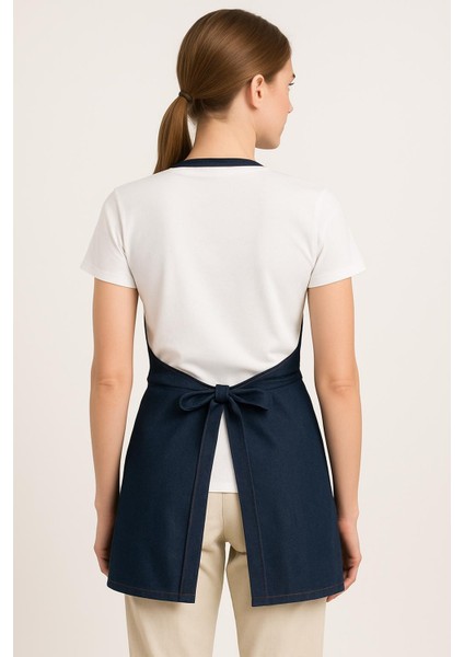 Jean Kumaş Mutfak Aşçı Önlüğü Profesyonel Denim Mutfak Önlüğü Unisex Ortadan Bölmeli Cepli modelleri