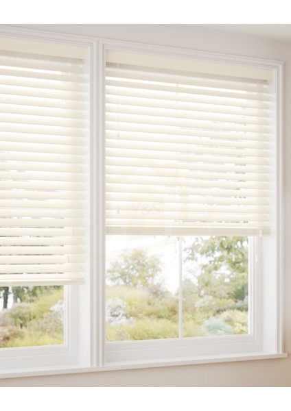 Wooden Blinds %100 Doğal Ahşap Jaluzi Perde 50MM, Alüminyum Kasalı Yüksek Kaliteli - Krem (Kurdelasız) modelleri